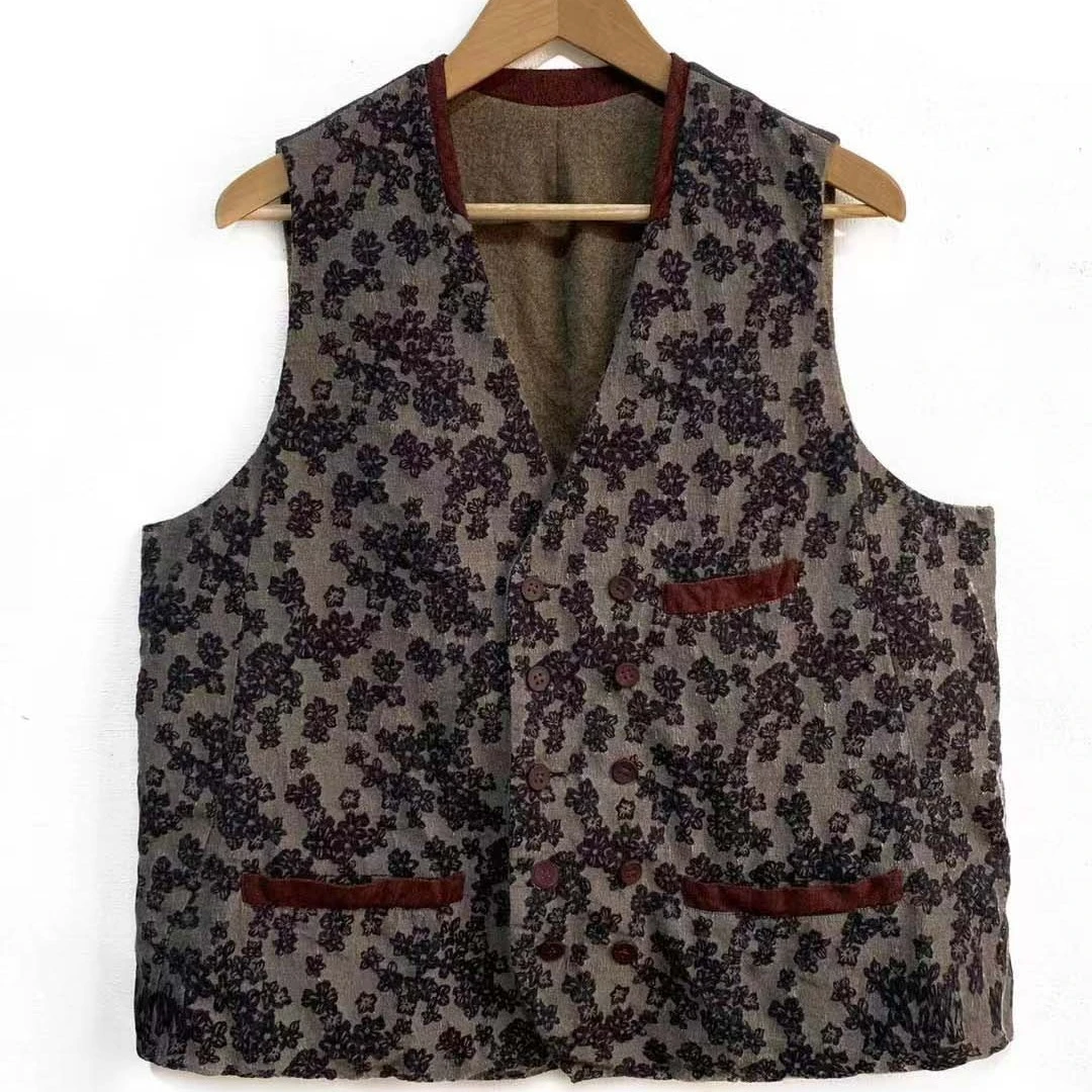 【7折款】布衣分享Z22FW6004   左岸迷香 混纺提花秋冬马甲时尚