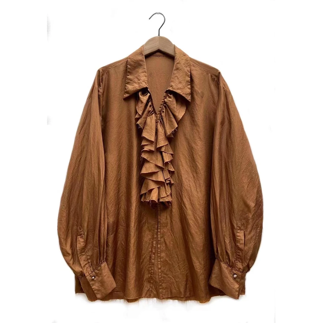 【7折款】左岸迷香 SS9031男女同款法式宫廷风丝质衬衫上衣气质