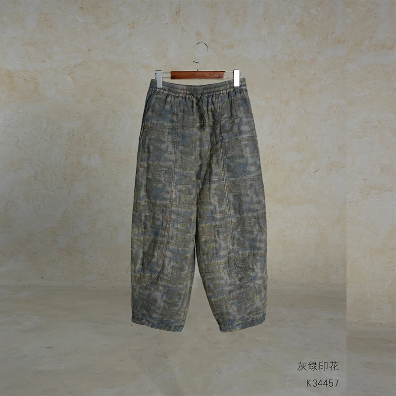 布衣分享 K34457 几见休闲百搭碎花宽松复古休闲裤棉裤松紧腰花色