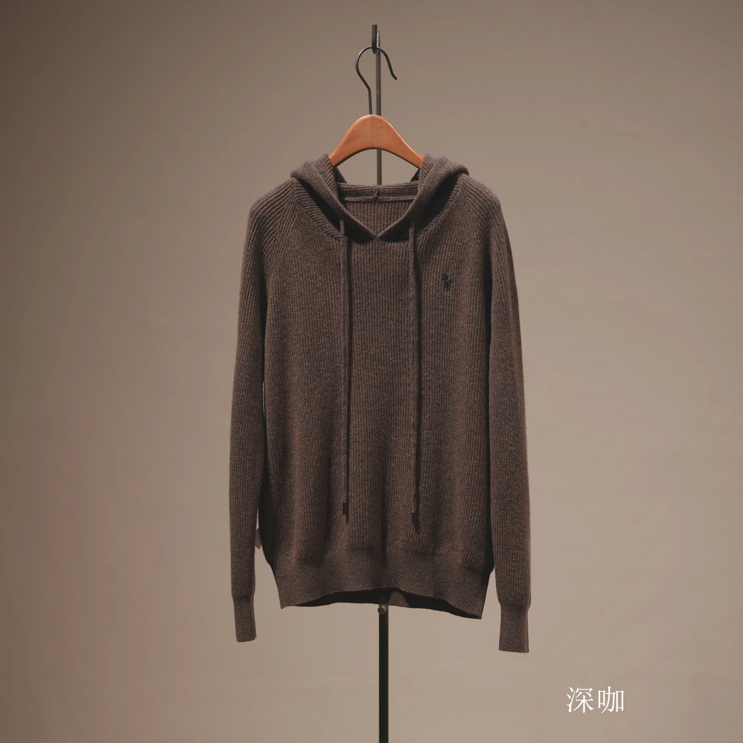 布衣分享 PF801 原创秋冬休闲宽松100%羊毛帽衫抽绳连帽针织衫