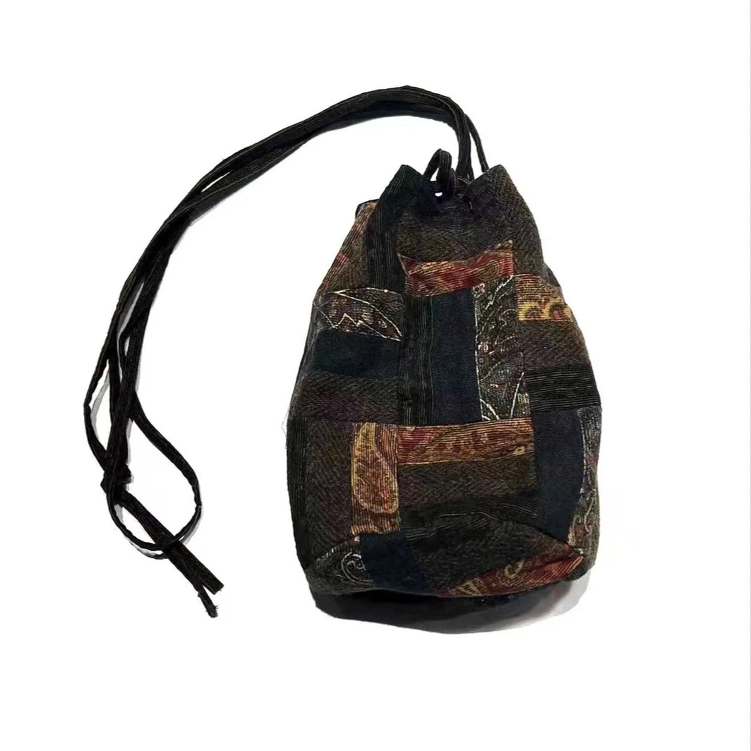 左岸迷香 Z23FW0016 布衣分享时尚复古亚麻羊毛拼接包