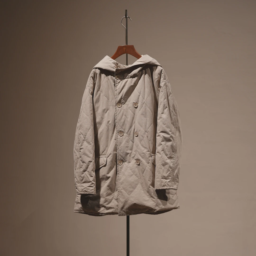 布衣分享 20793 原创设计秋冬休闲百搭菱格保暖戴帽棉外套