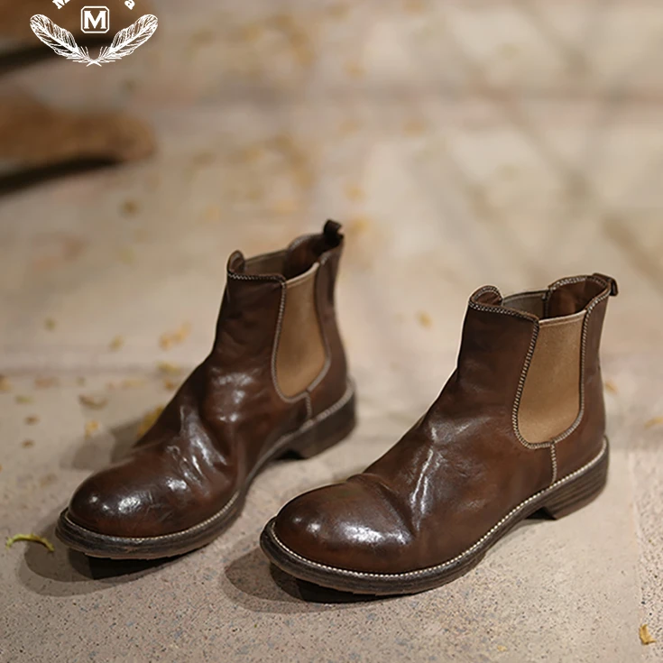 Mantova曼托瓦2019-01真皮切尔西手工女鞋马皮马丁鞋女短筒靴