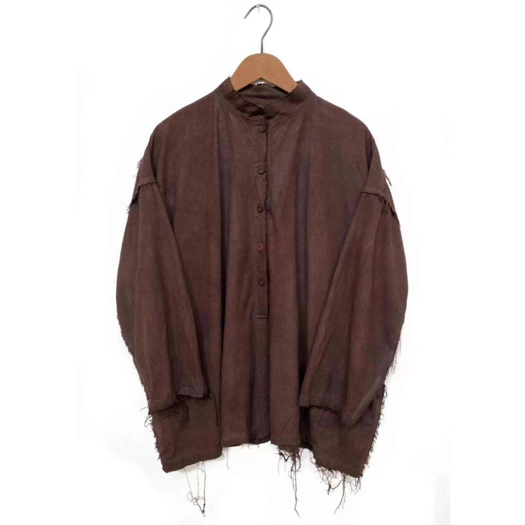 【7折款】 Z22SS1004 左岸迷香毛边纯色丝质长袖上衣外套