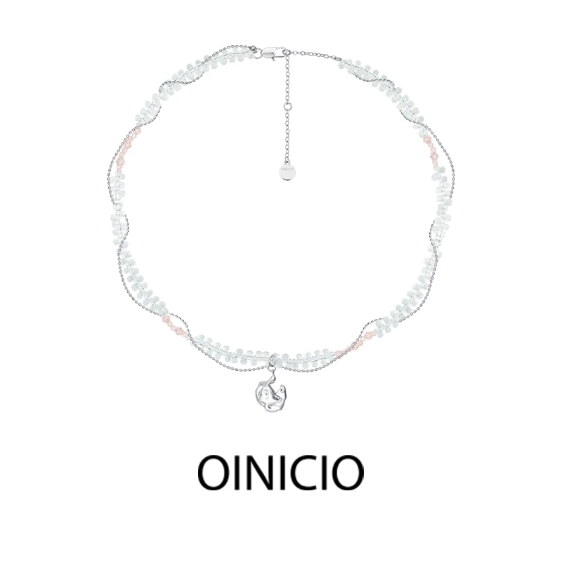 OINICIO/初印 吊坠925银 人鱼公主系列液态粉珠水滴珠拼接项链女