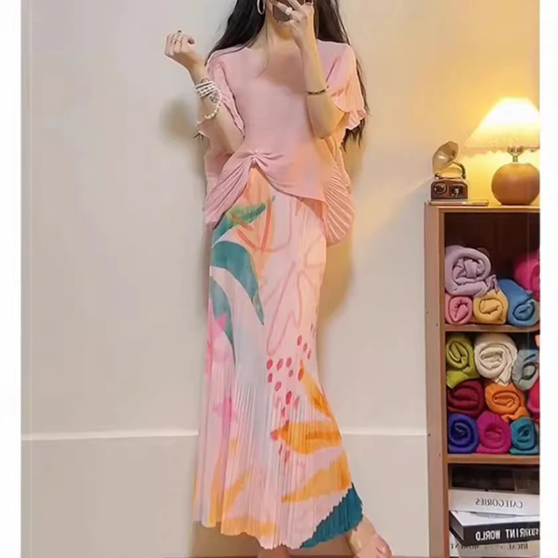 新中式国风粉色衬衫半身裙套装女装2025夏季新款清冷感禅意两件套