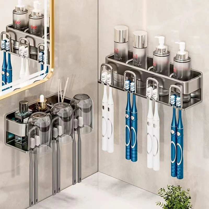 可拆洗置物架刷牙杯家用壁挂式收纳免打孔牙刷架浴室多功能漱口杯