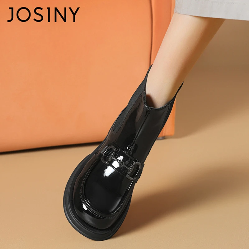 卓诗尼切尔西烟筒靴女2023新款短靴秋冬靴子英伦厚底及踝靴乐福鞋