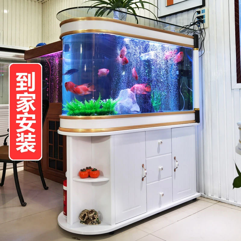 【慕森阁】金鱼缸大型客厅家用中小型子弹头水族箱鱼缸玻璃静音精致