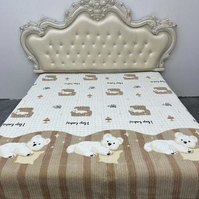 秋冬新款加厚牛奶绒床盖不跑不滑不掉毛可机洗绗缝工艺直边 【±5cm