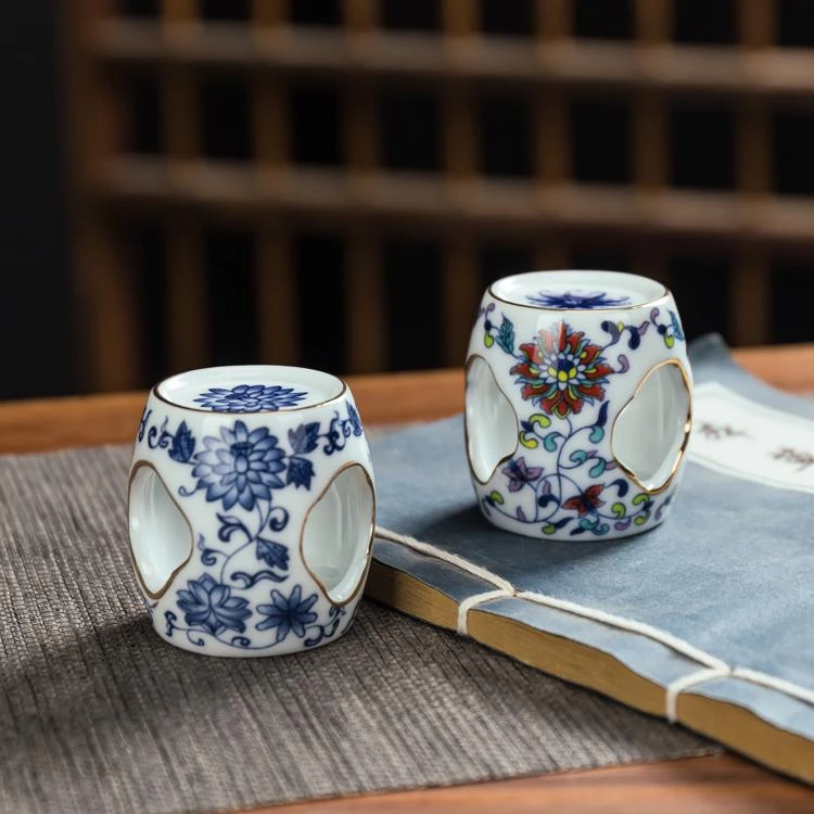 青花盖置白瓷茶盖陶瓷壶盖家用紫砂壶盖子托功夫茶具茶道家用高档
