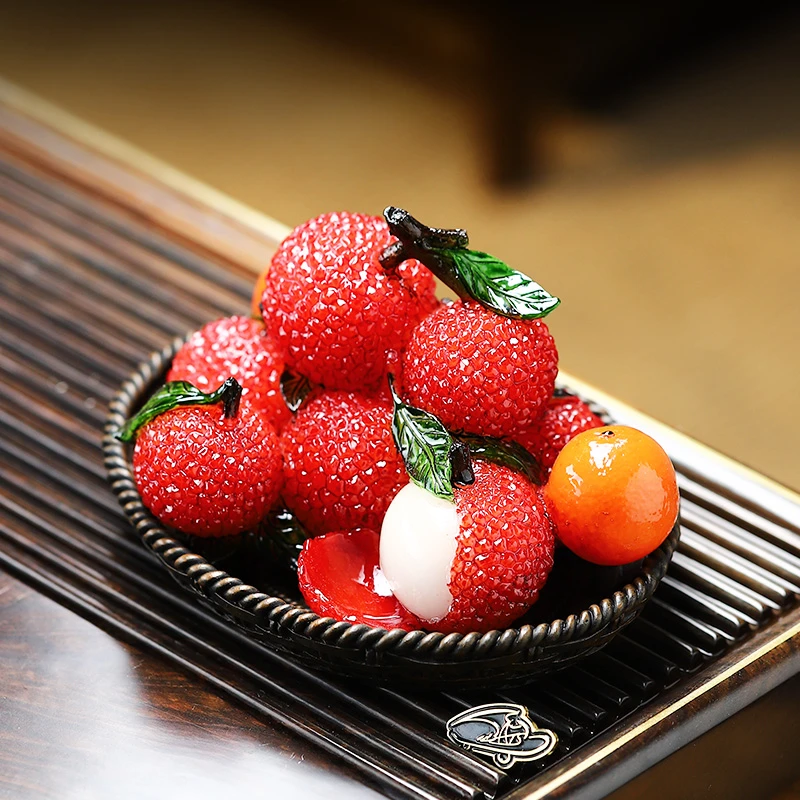 创意水果荔枝个性变色可养茶具摆件功夫茶道配件茶玩摆设茶宠变色