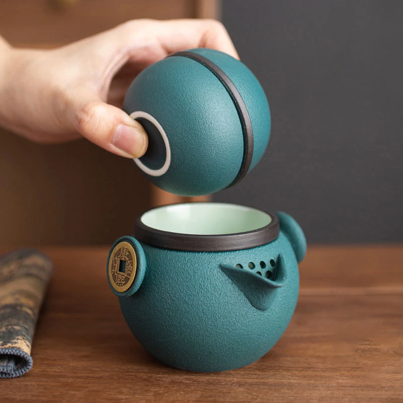 财宝旅行茶具陶瓷泡茶壶一壶二杯旅游便携随身快客杯茶宠变色