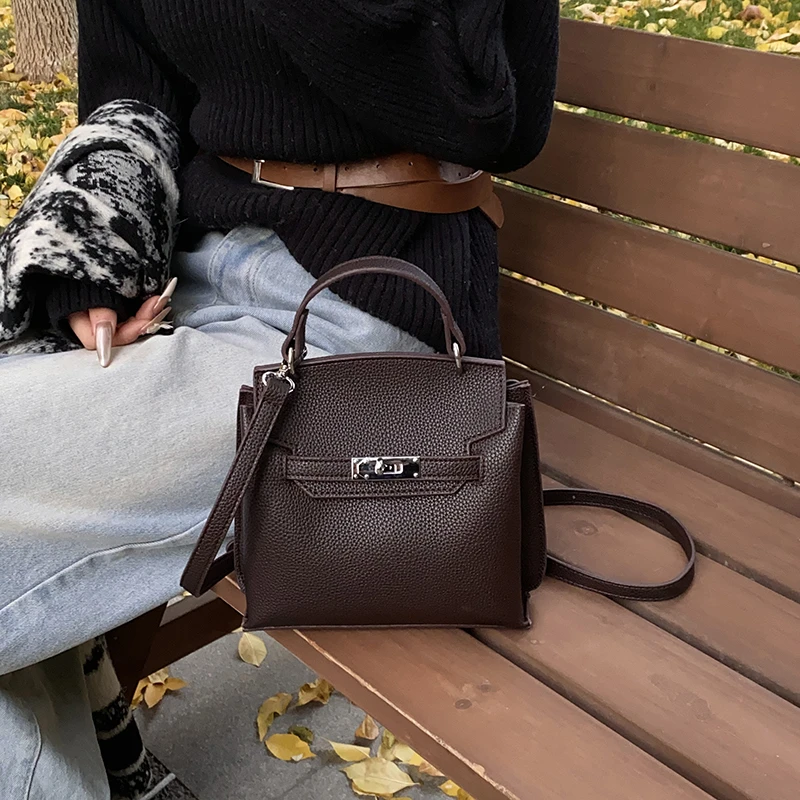 手提凯莉包包女士2024秋冬季新款超火轻奢小众高级感单肩斜挎小包