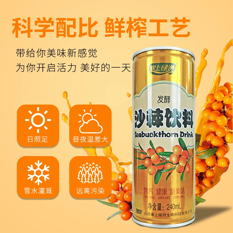 塞上绿洲 正品官方旗舰店沙棘原浆整箱沙棘240ml8罐正宗发酵营养