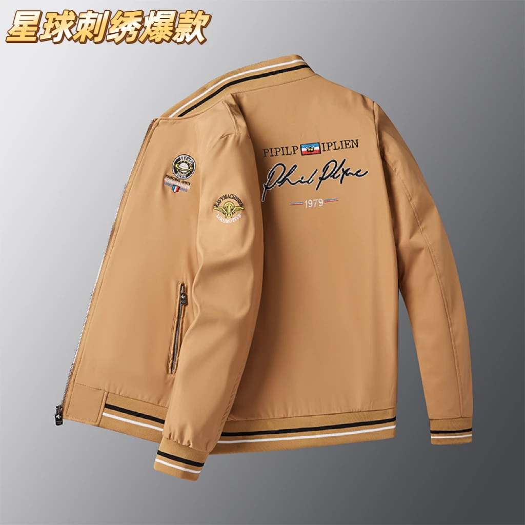 夹克男春秋季新款潮流刺绣休闲外套男士时尚百搭飞行员立领棒球服