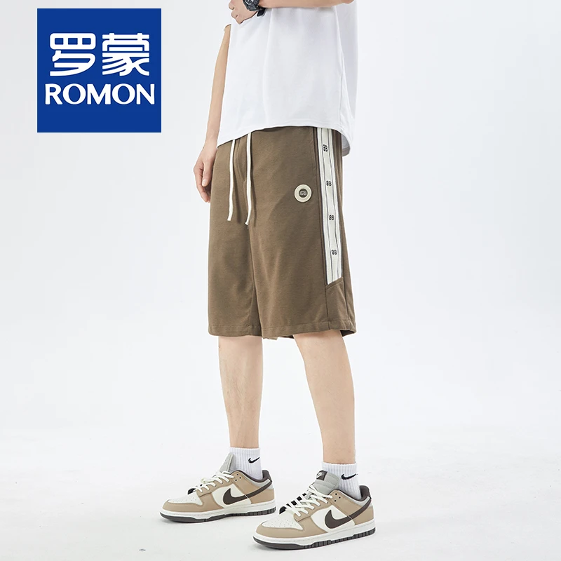 Romon/罗蒙冰丝短裤男士夏季薄款休闲美式裤子运动中裤五分裤