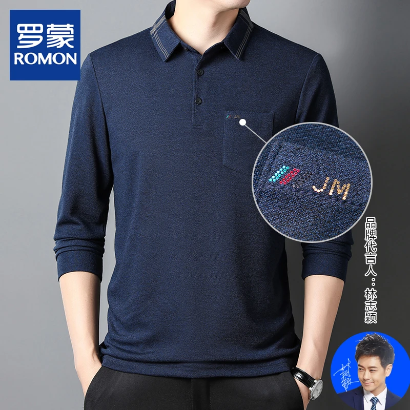 男士长袖t恤春秋中老年爸爸装商务体恤打底polo衫休闲t血宽松型