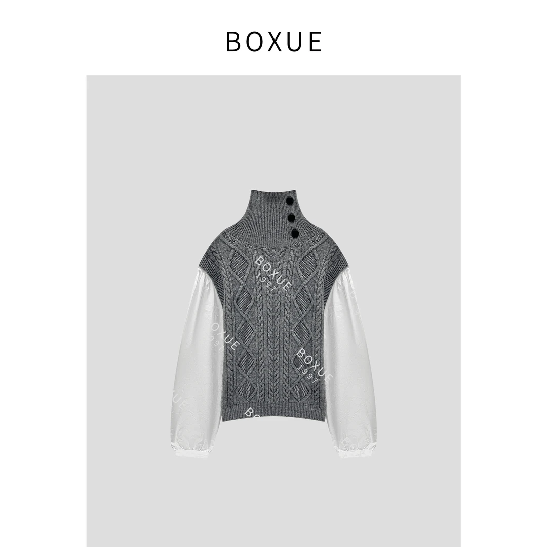 BOXUE "雪雾" 冬季热力感纯色时尚休闲 毛衣#231217MY527
