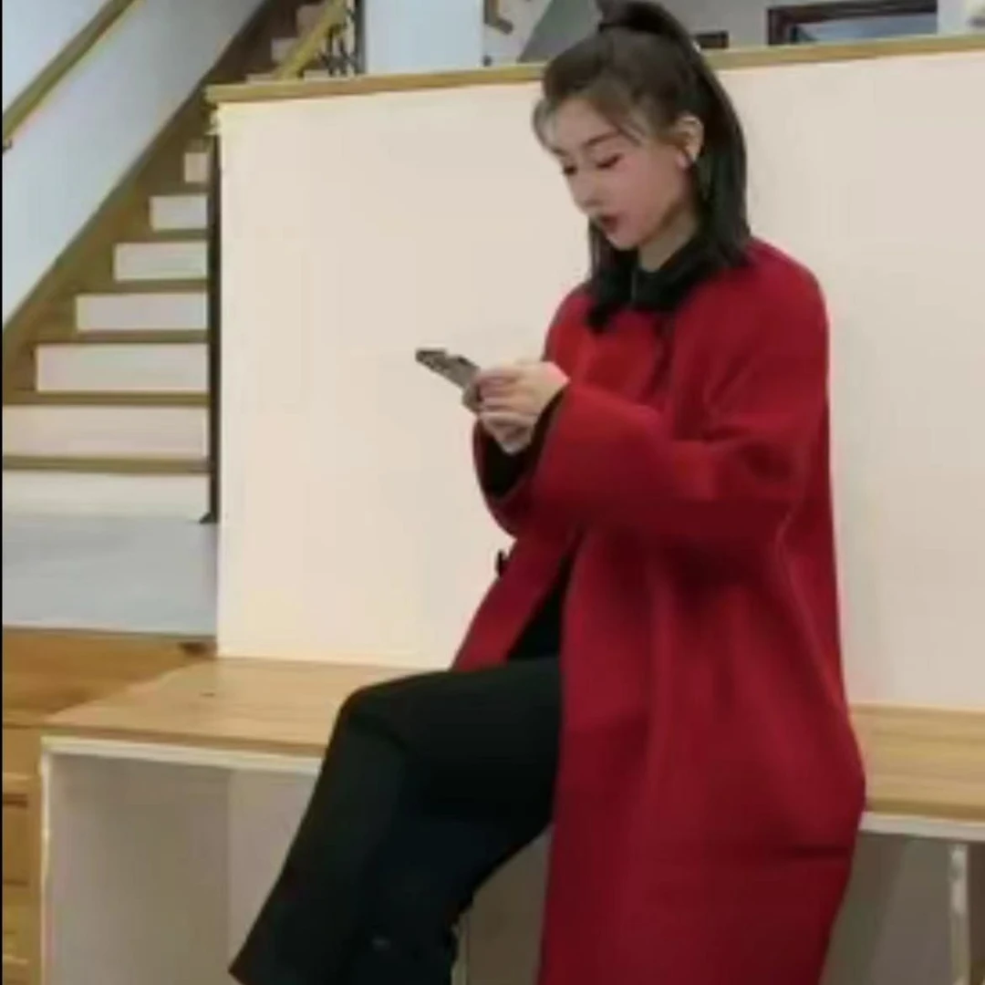 雪儿推荐 百搭显瘦羊绒时尚宽松长款针织韩版秋冬外套#221110W711