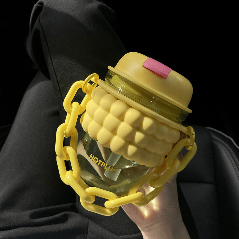 HOTPLUS泡泡杯夏日水杯可爱创意学生便携手提水壶斜跨背带斜挎