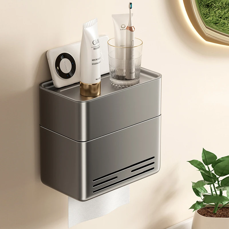 摩尚卫生间纸巾盒免打孔壁挂防水厕纸架厕所抽纸盒卷纸架浴室置物