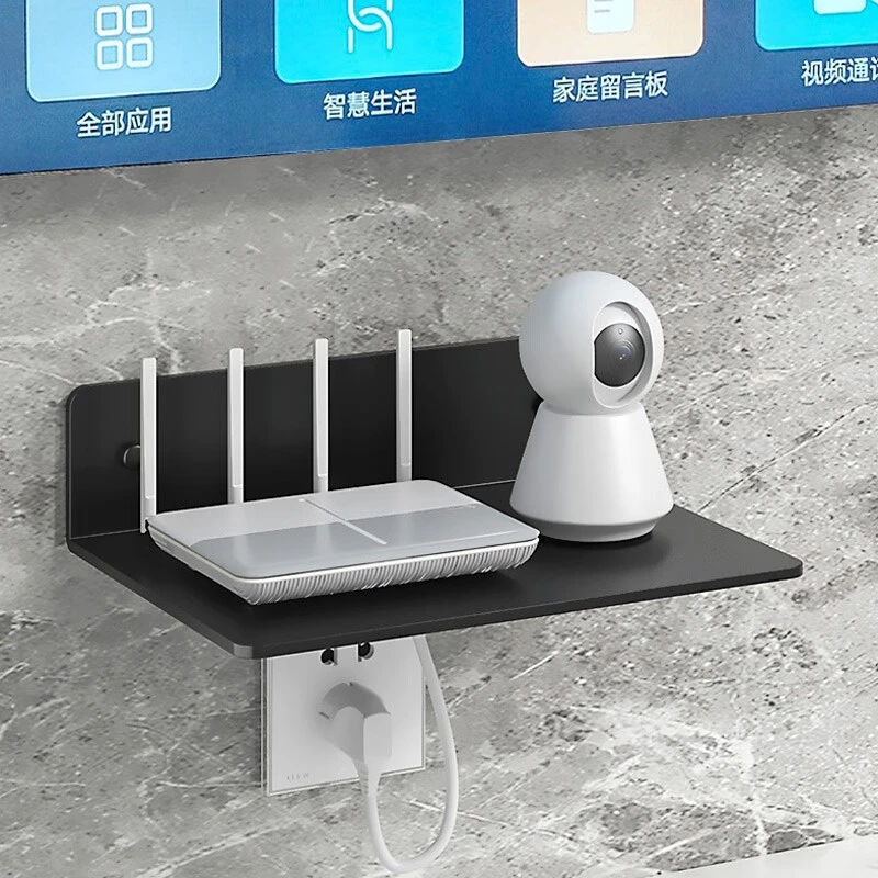 摩尚免打孔路由器收纳盒壁挂式客厅置物架机顶盒监控摄像置物架