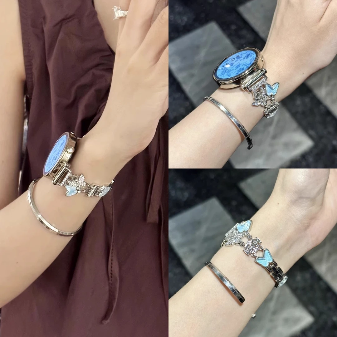 适用华为gt6表带GT5手表watchgt3手表带41mm女士镶钻钢带watch4/3