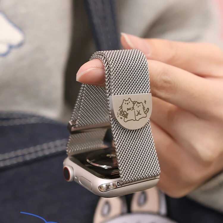 适用iwatchs11米兰尼斯表带10苹果手表腕带ins高级感钢带创意配件