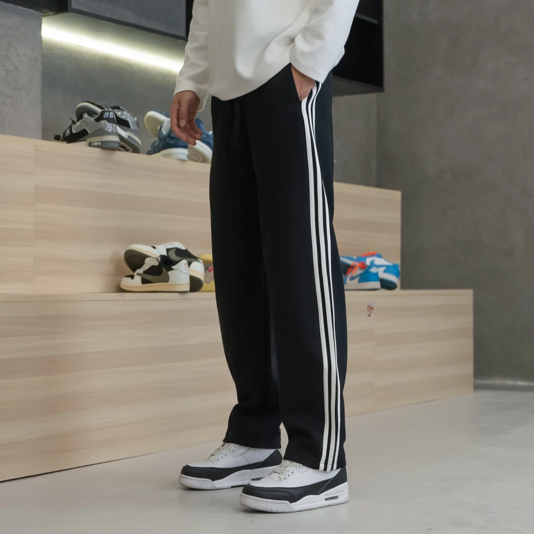 秋季新款百搭潮牌韩版运动休闲裤子男生直筒裤宽松显高拖地长裤男