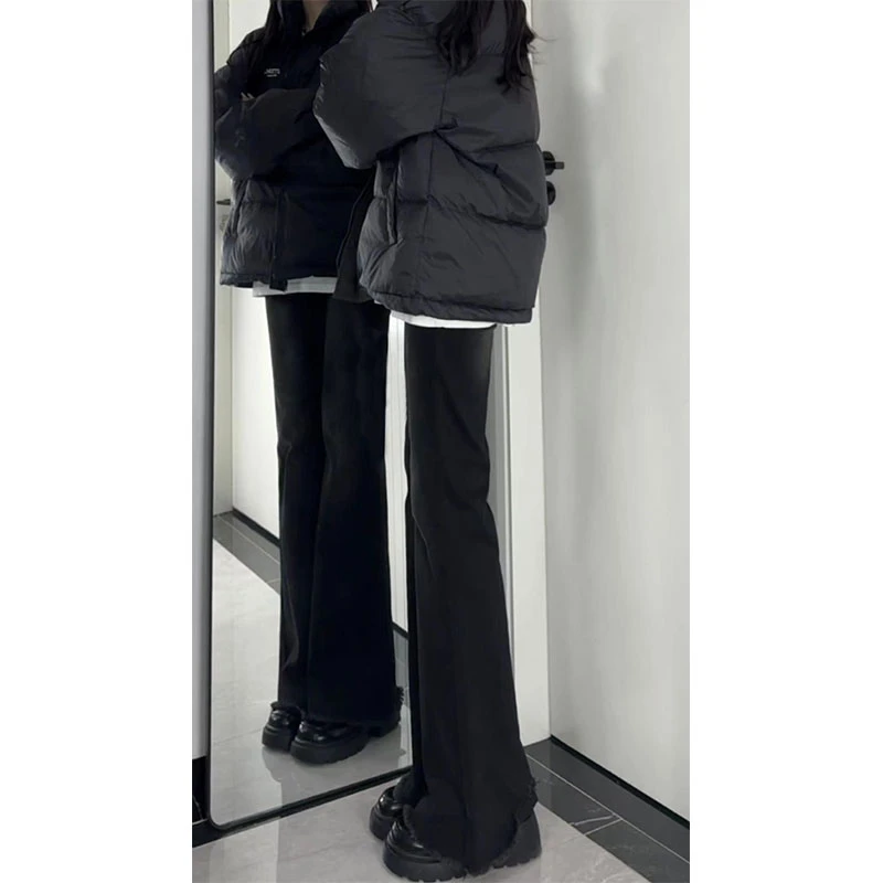 春夏新款时尚百搭微喇裤宽松辣妹毛边弹力高腰显瘦韩版喇叭牛仔裤