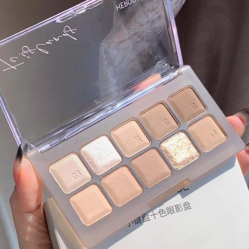 纯欲低饱和~小键盘十色眼影盘ins超火韩系低饱和橘棕奶茶色眼影