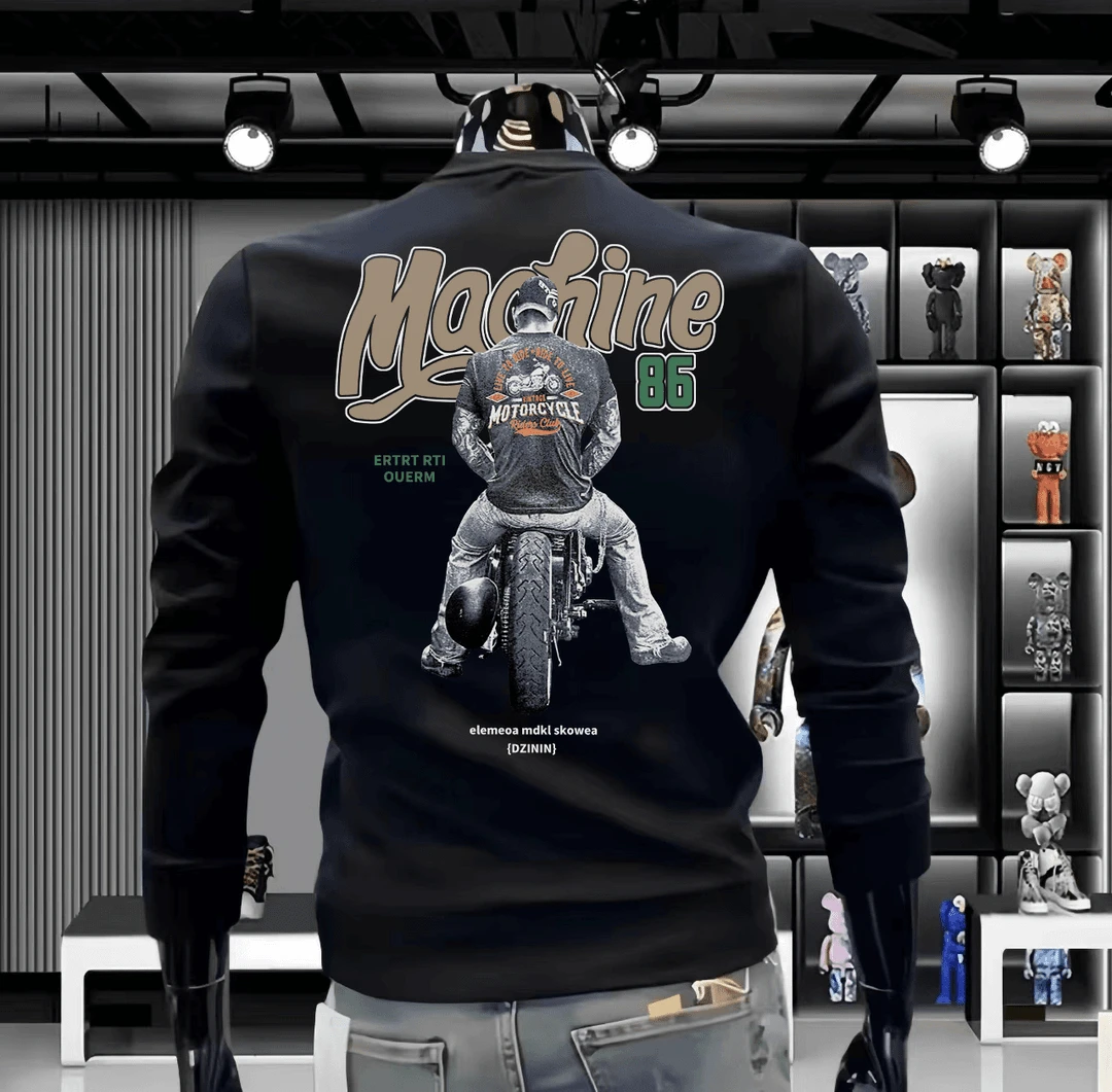 2025潮款秋冬季网红加绒卫衣男潮流圆领个性印花套头上衣休闲长袖