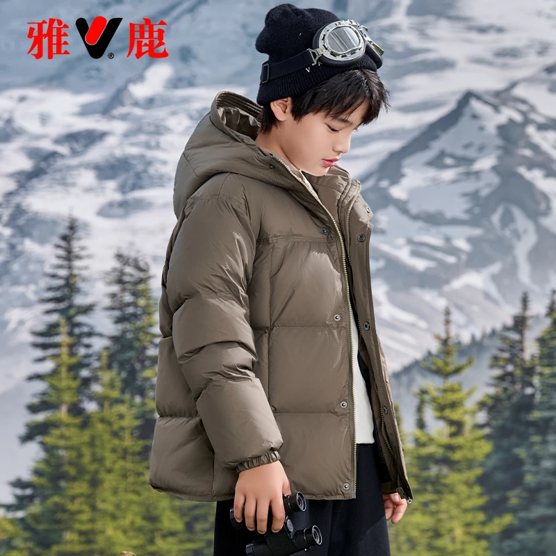 雅鹿儿童羽绒服男童女童宝宝洋气2024新款中小童大童冬季加厚外套