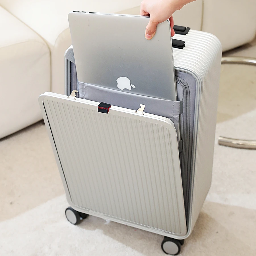 高端前开口铝镁合金拉杆箱男侧开旅行箱子电脑商务网红登机行李箱