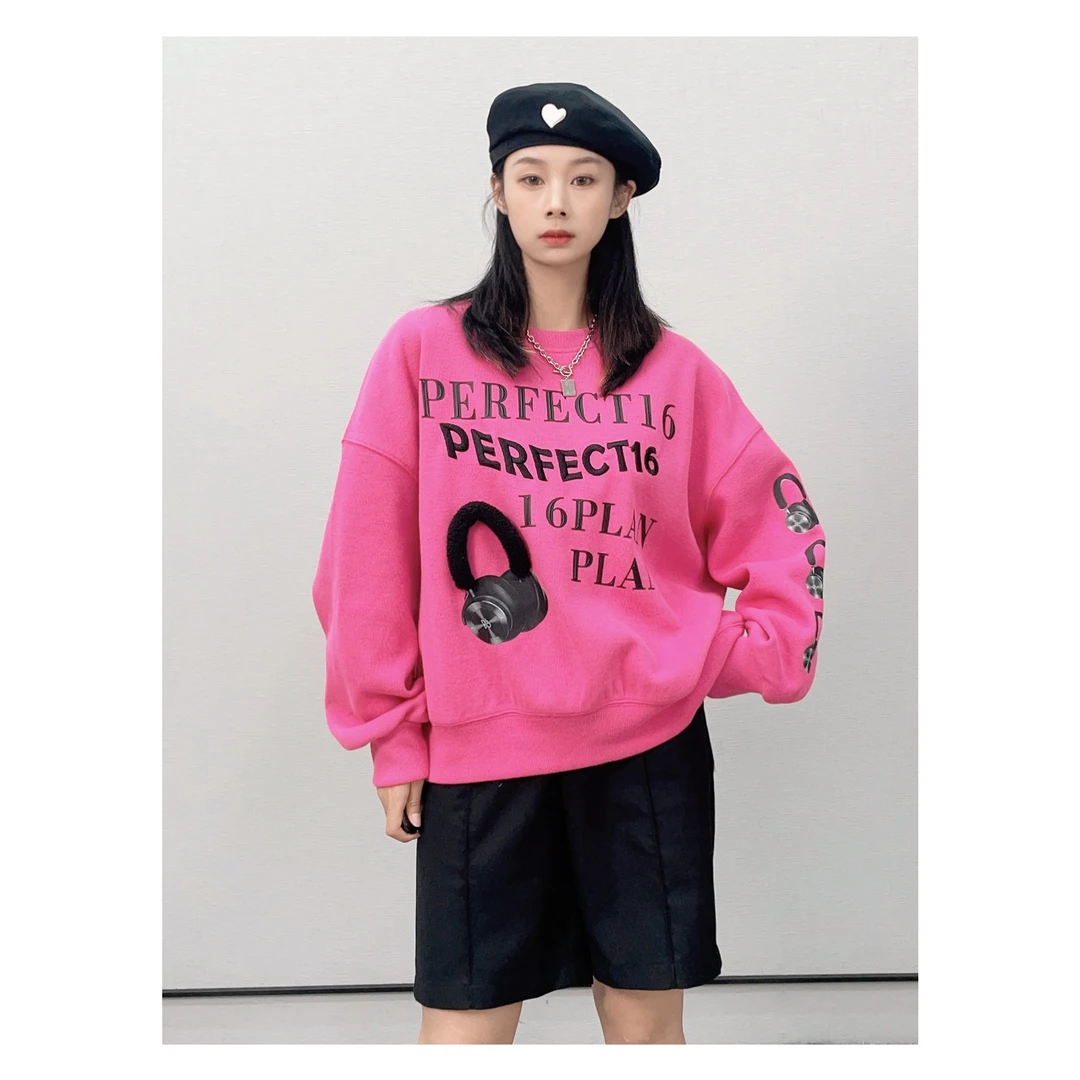 Lohas Town2023春季新款设计感印花圆领字母卫衣0701236071