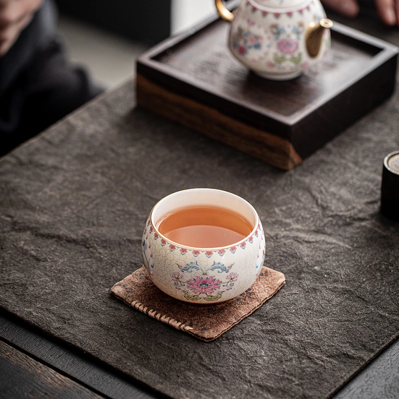 全手工银掐丝大号主人杯锦上添花罗汉个人品茗功夫茶杯单杯礼盒装