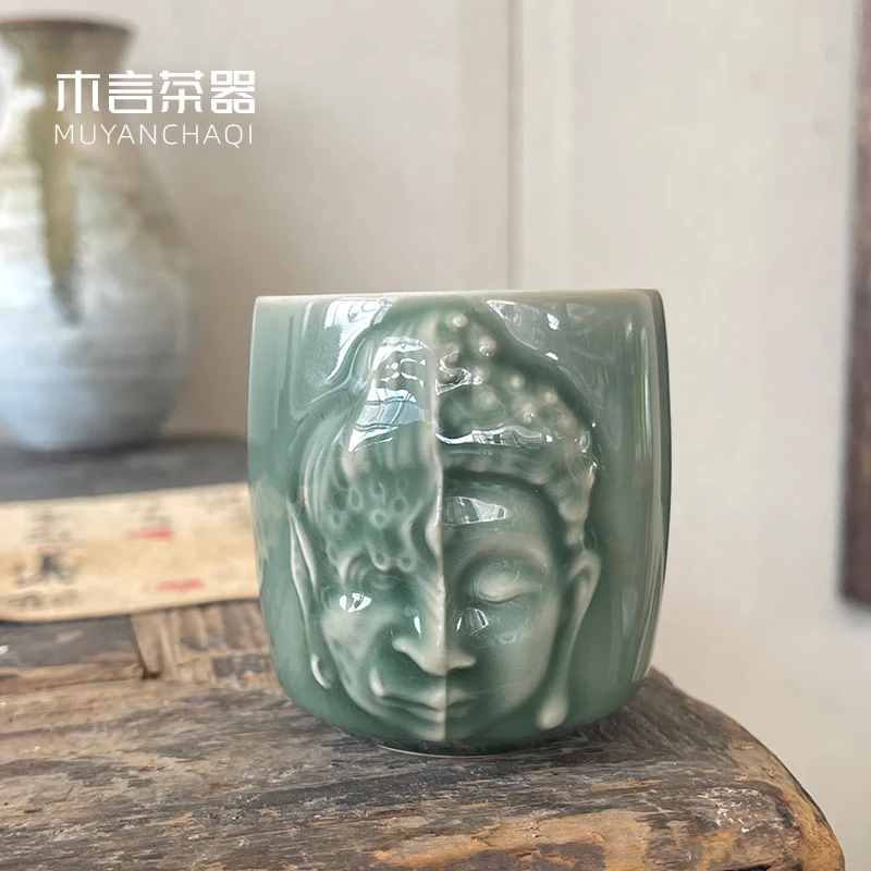 一念之间越窑青瓷手工茶杯主人杯复古品茗杯功夫茶杯茶具套装家用