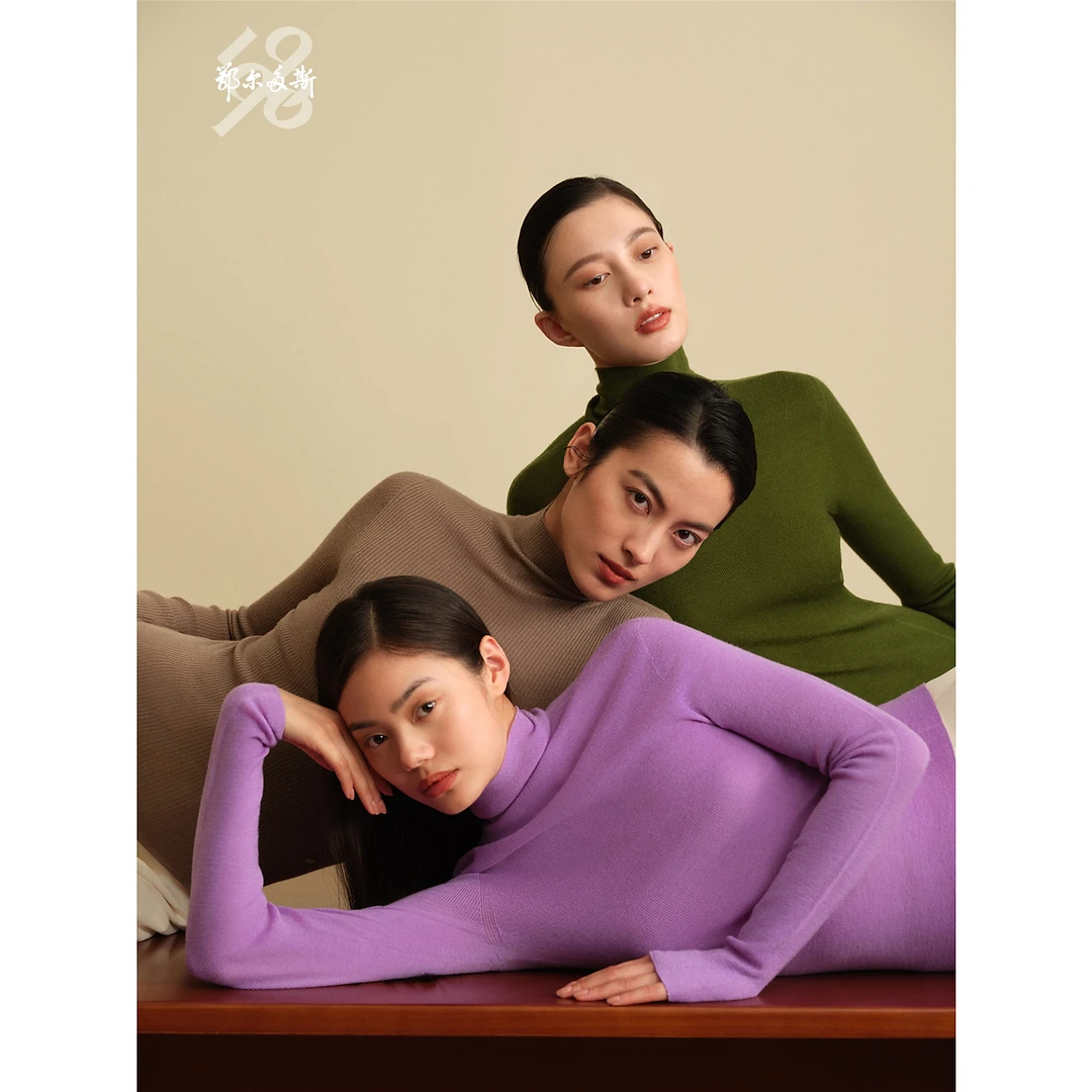 薄荷曼波&浪漫|鄂尔多斯1980 真爱全成型精纺羊绒羊毛高领针织衫