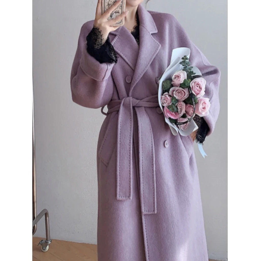 【双牌扣小香风双面呢大衣】冬季复古毛呢大衣外套上衣女