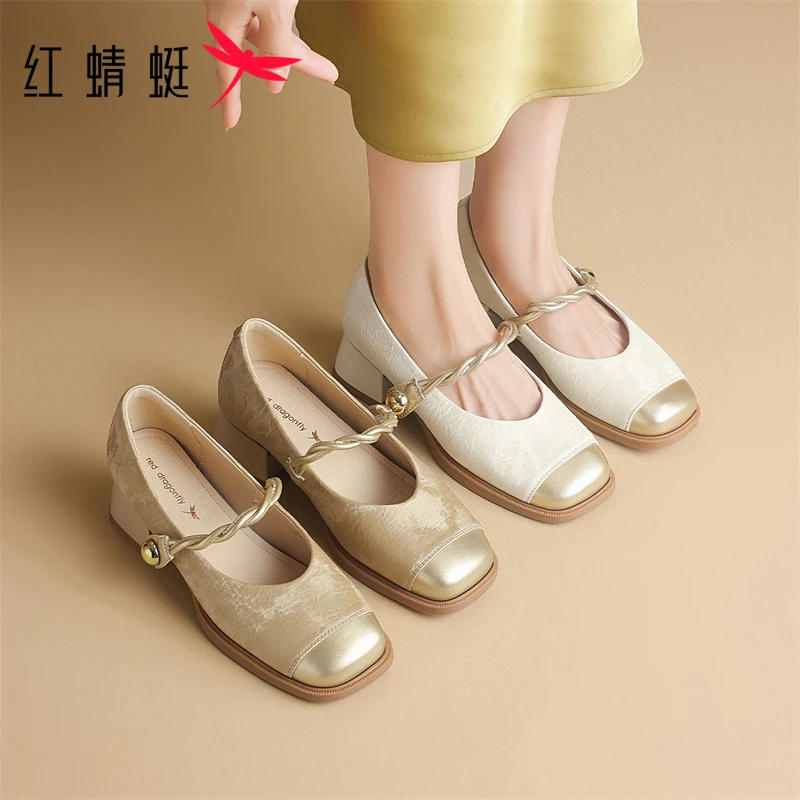 红蜻蜓2025年新款夏季轻便法式玛丽珍单鞋时尚百搭适合度假旅行穿