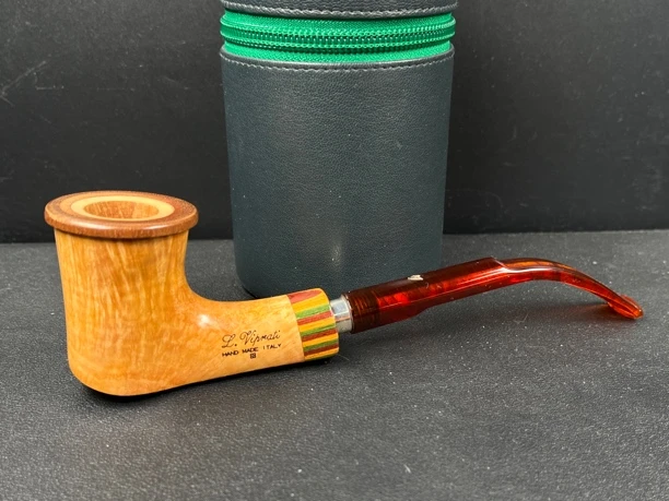 意大利维布拉蒂一花银圈手工石楠木烟具