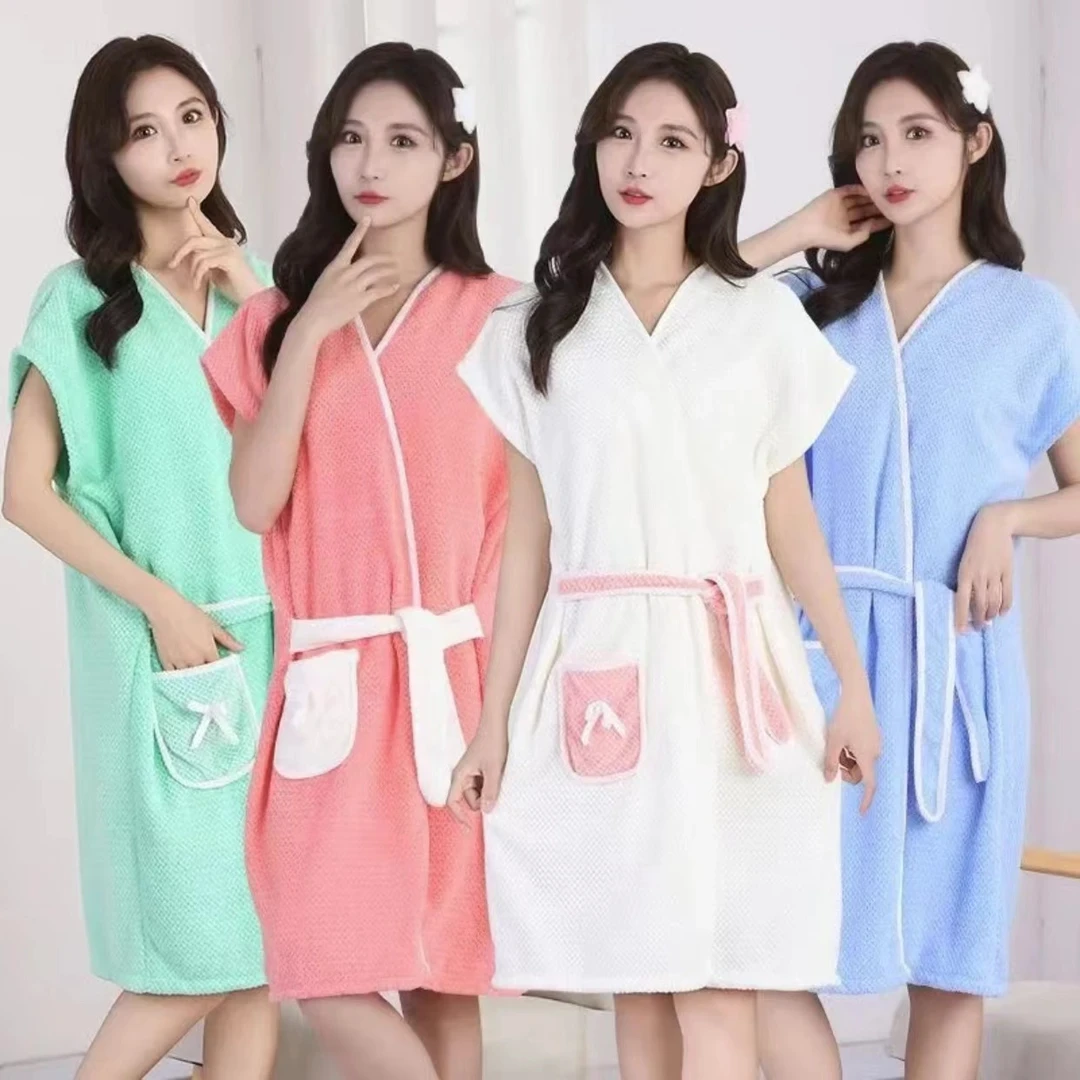 可穿式浴袍婴童成人可爱浴巾浴衣家用长款 速干吸水大码连帽