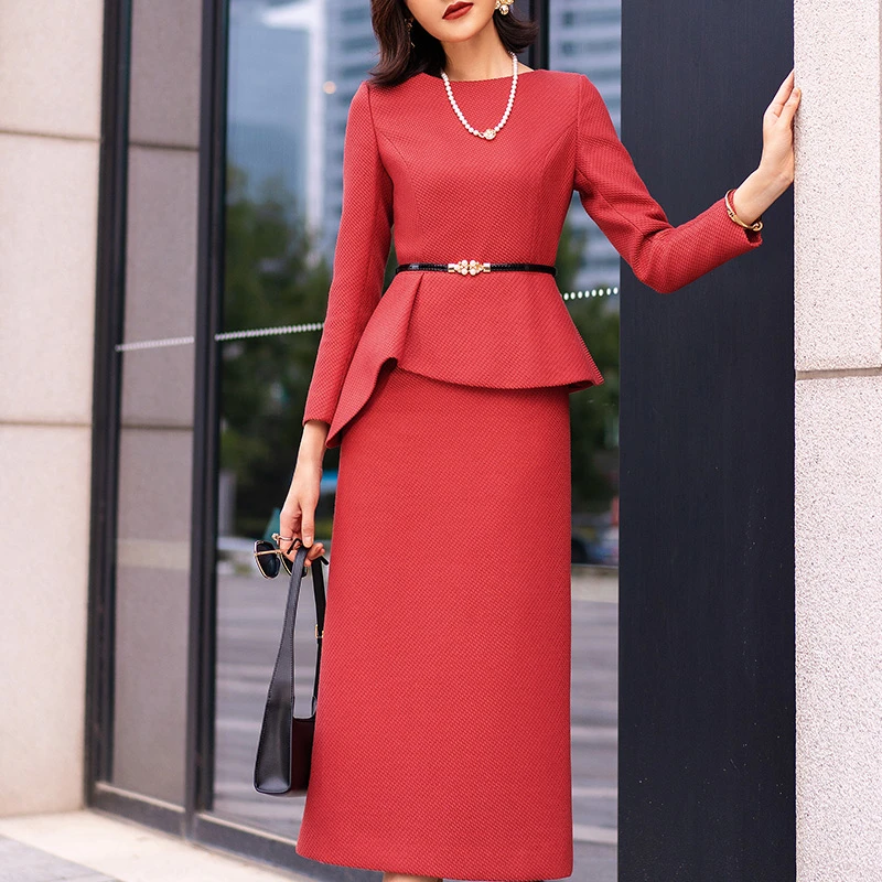 2024新款女装时尚高端优雅女神范显瘦连衣裙修身气质假两件裙子