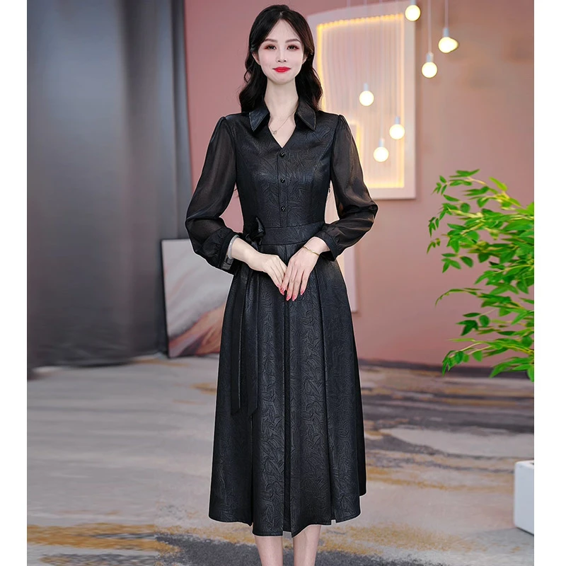 MN-24C009 新款2024年秋季时尚气质法式显瘦经典连衣裙 M-4XL