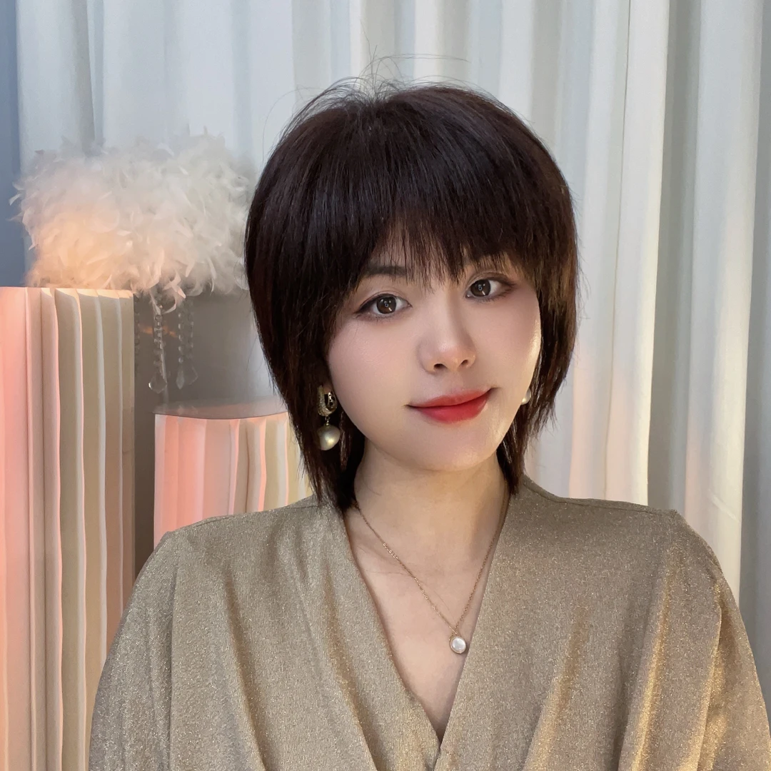 夏日假发中长直女短发修颜减龄轻薄透气整顶假发套全真发女士假发