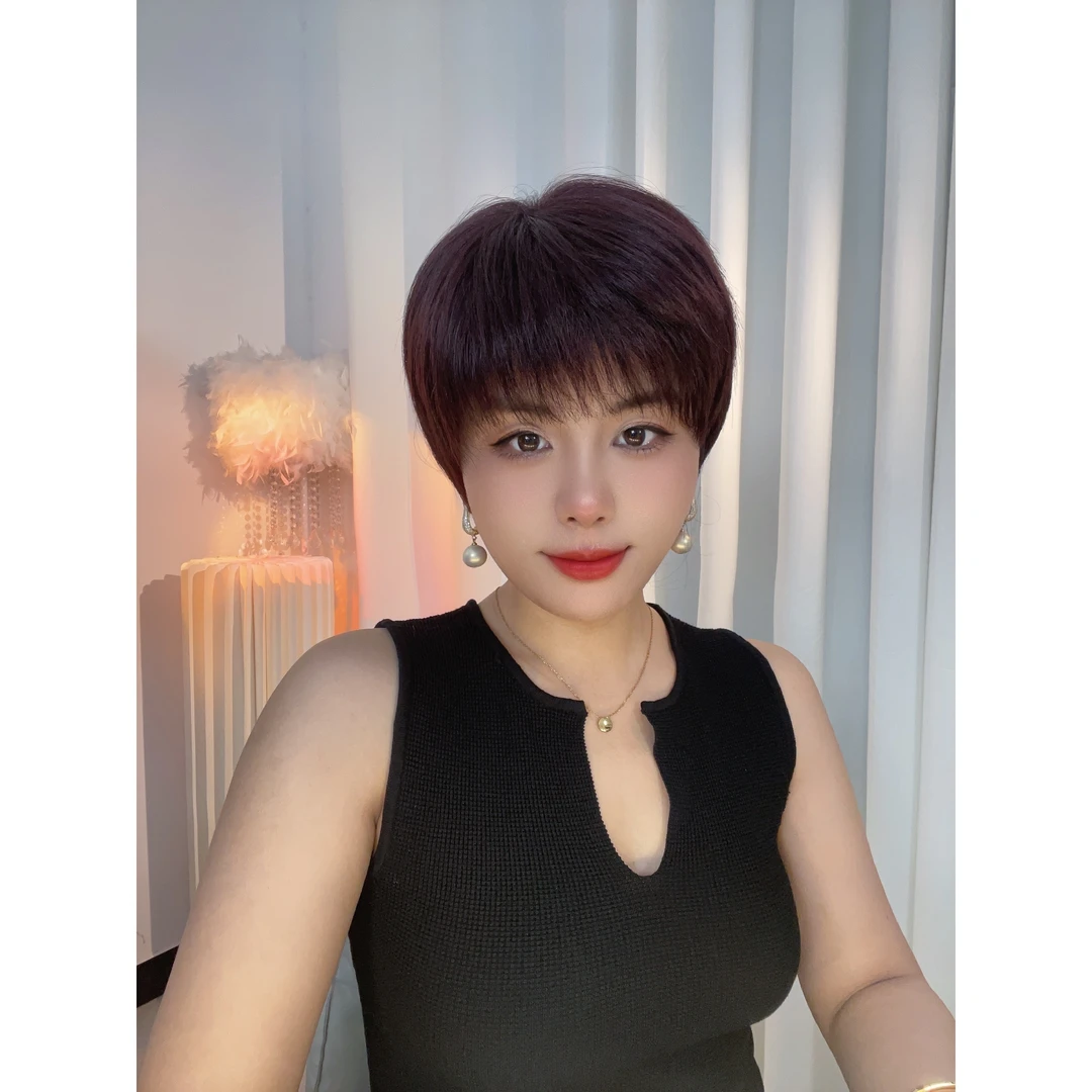 仿真大头皮夏季佩戴时尚假发中老年女士妈妈款全头套真发
