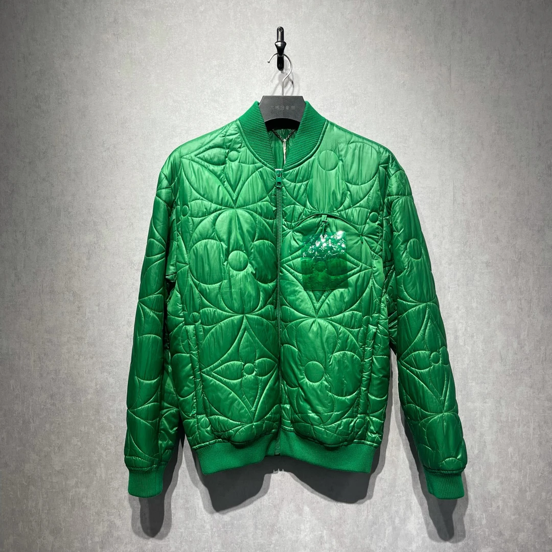 99新 LouisVuitton/路易威登 绿色三花棒球棉服/50码/DY200693