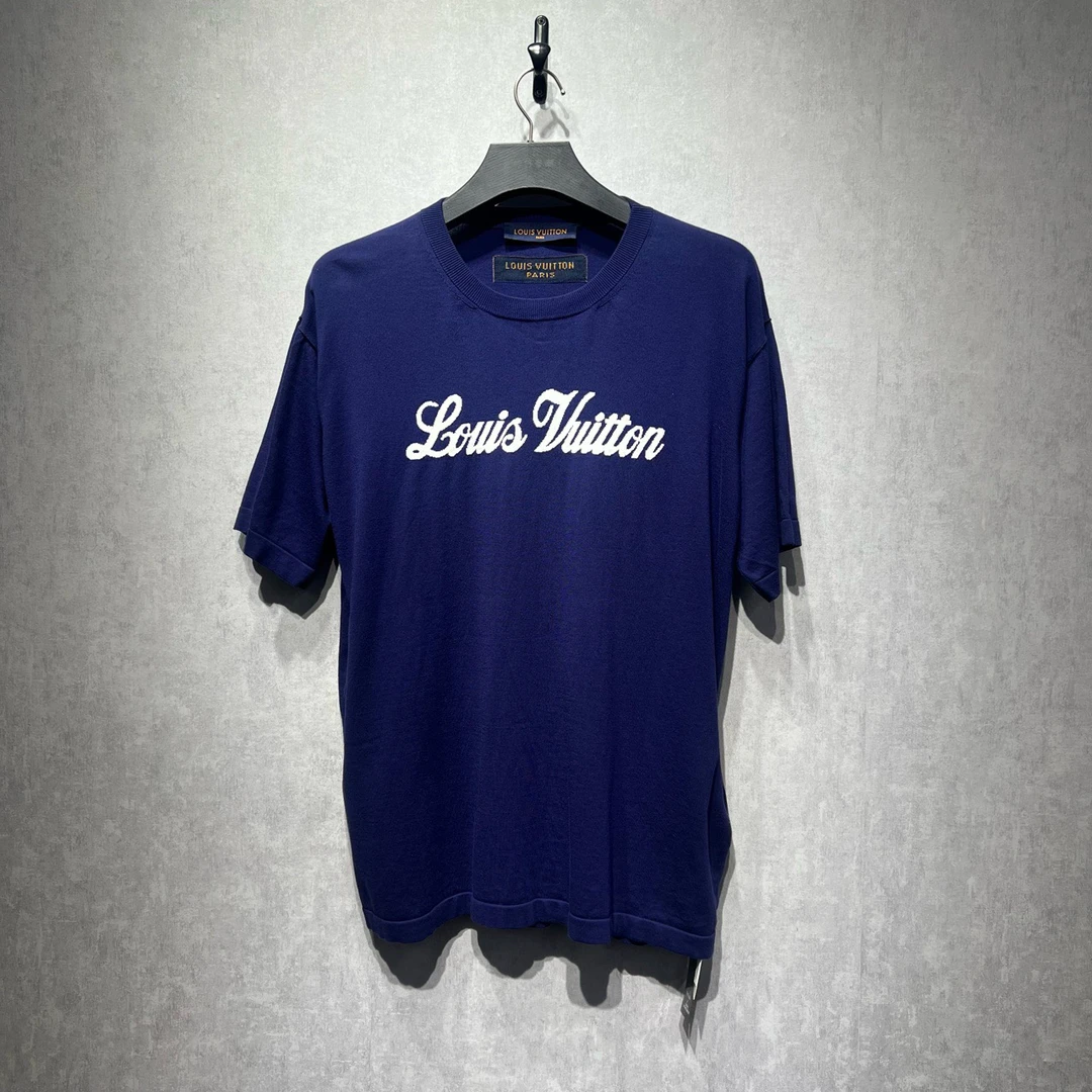 95新 LouisVuitton/路易威登 蓝白针织logo短袖/xl码/DY200836