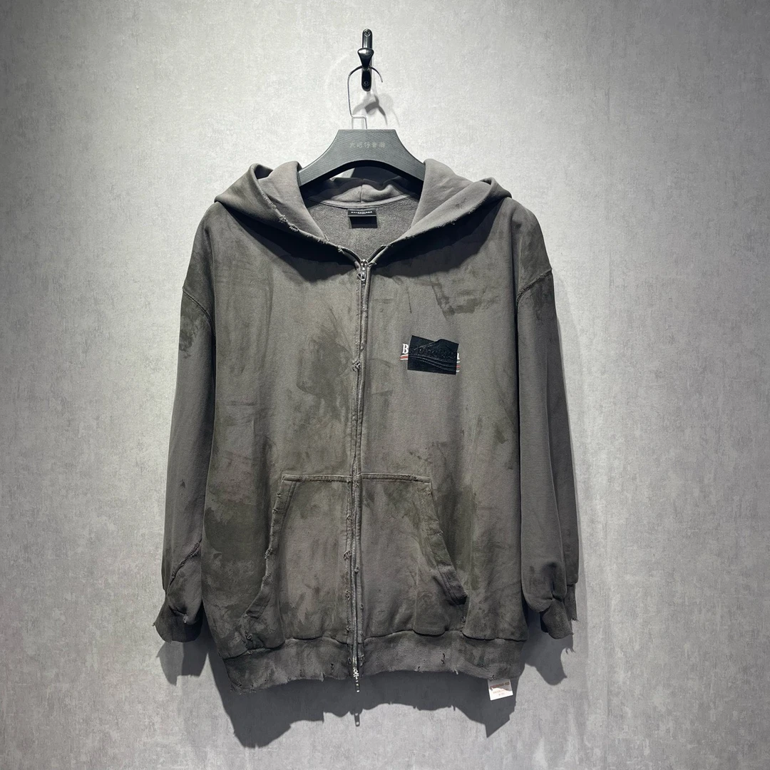 99新 Balenciaga/巴黎世家 黑胶带可乐拉链外套/S码/公价10000